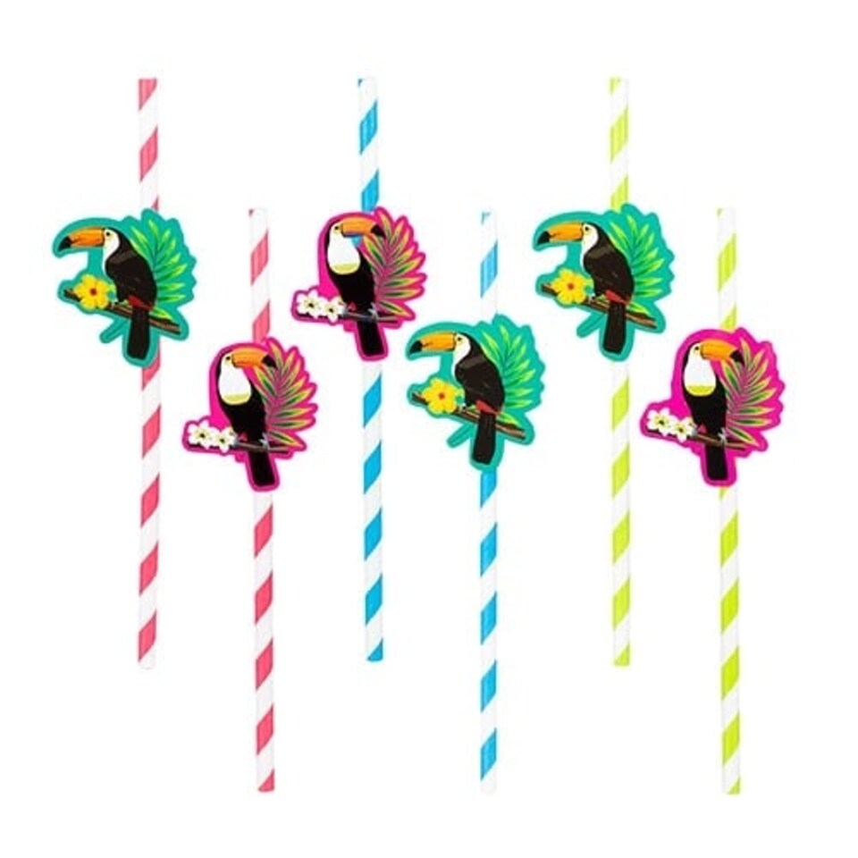 Toucan Hawaiian Paper Straws - Pack of 6
