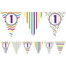 Creative Party Paper Patterned 1st Birthday Banner - Multicoloured - One Size