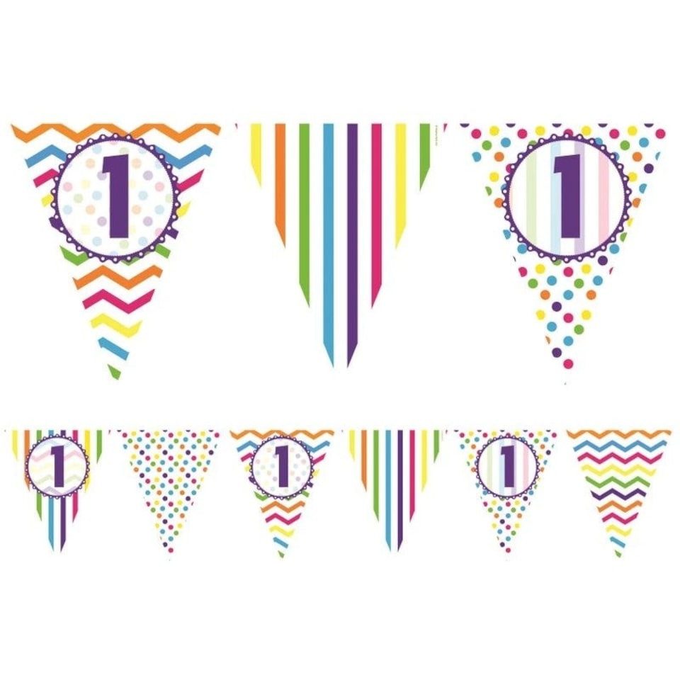 Creative Party Paper Patterned 1st Birthday Banner - Multicoloured - One Size