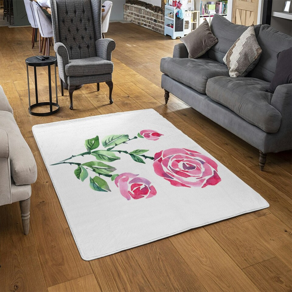 image 1 of Rose Print (Rug) Pink | Large: 140x200cm
