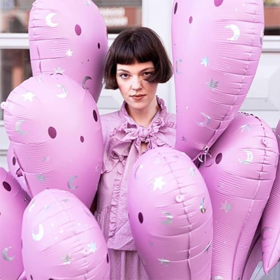 image 1 of Pink Ghost Halloween Giant Helium Foil Balloon 70cm / 27 in