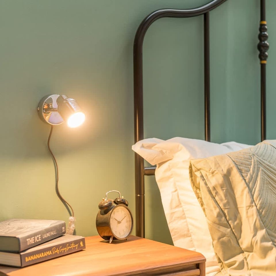 image 1 of ValueLights Benton Brushed Chrome Plug In Wall Light & Bulb | Chrome