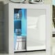image 2 of Sideboard 75cm White Gloss Door White Matt Body Glass Shelves Free LED | White
