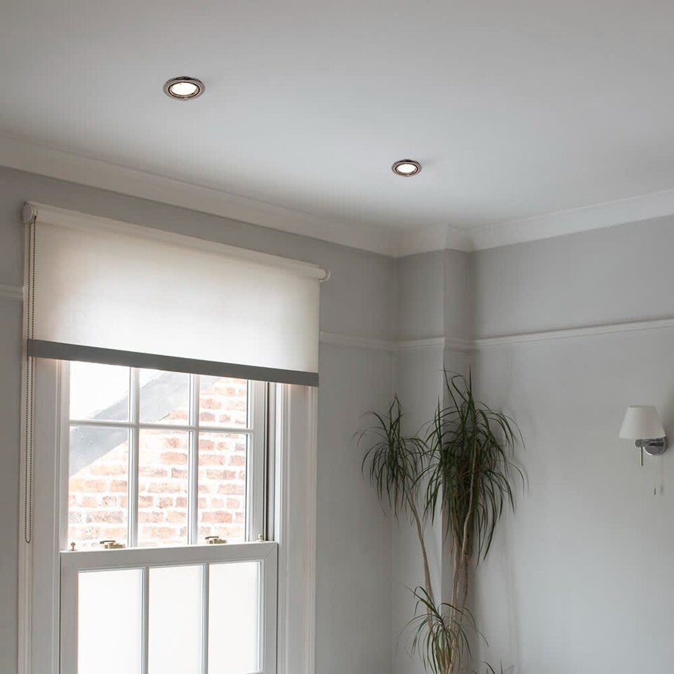 image 1 of ValueLights Downlight Tiltable Fire Rated Black Chrome Ceiling Light Fitting Single Pack