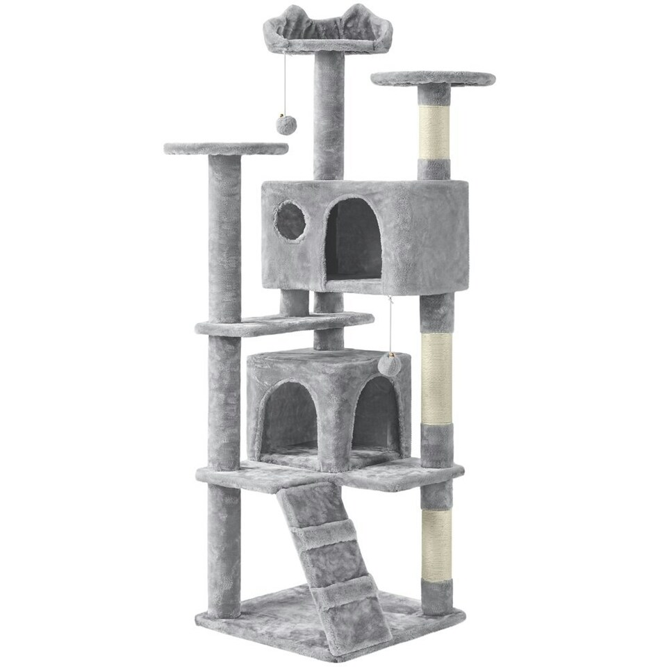 image 1 of Yaheetech 156 cm Multilevel Indoor Cat Climbing Frame Light Grey