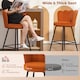 image 3 of HOMCOM Bar Stools Set of 2, Modern Velvet-Feel Barstools with Petal Backrest and Footrest, Upholstered Breakfast Bar Chairs with Metal Legs for Kitchen Island Counter, Dining Room, Orange | Orange | Orange | 2