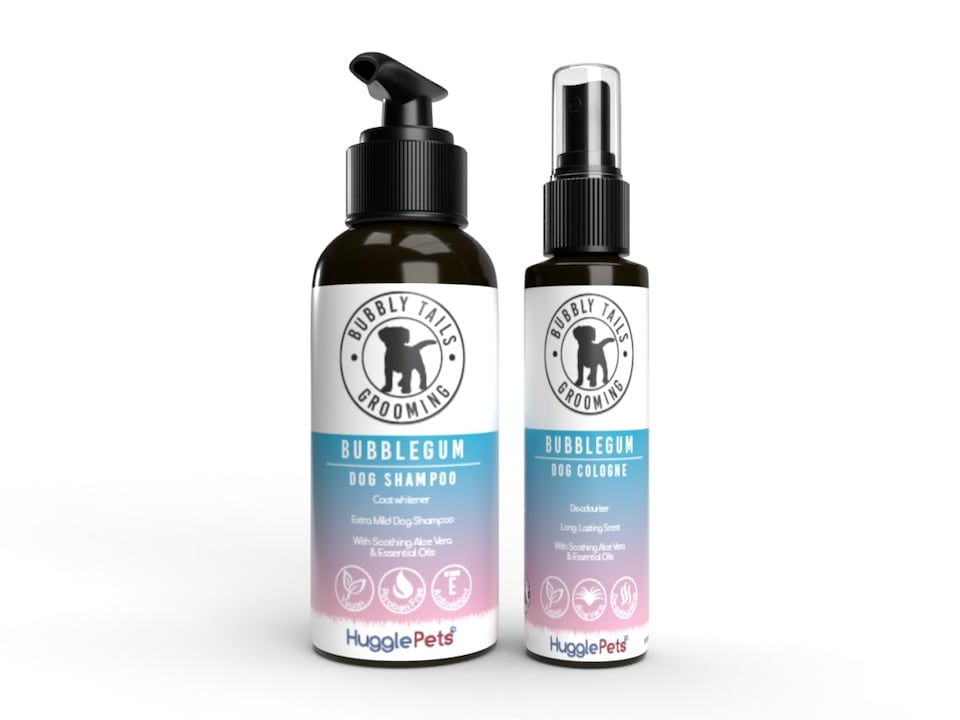 image 1 of HugglePets Bubbly Tails Bundle Dog Shampoo & Cologne - Bubblegum (Whitening)
