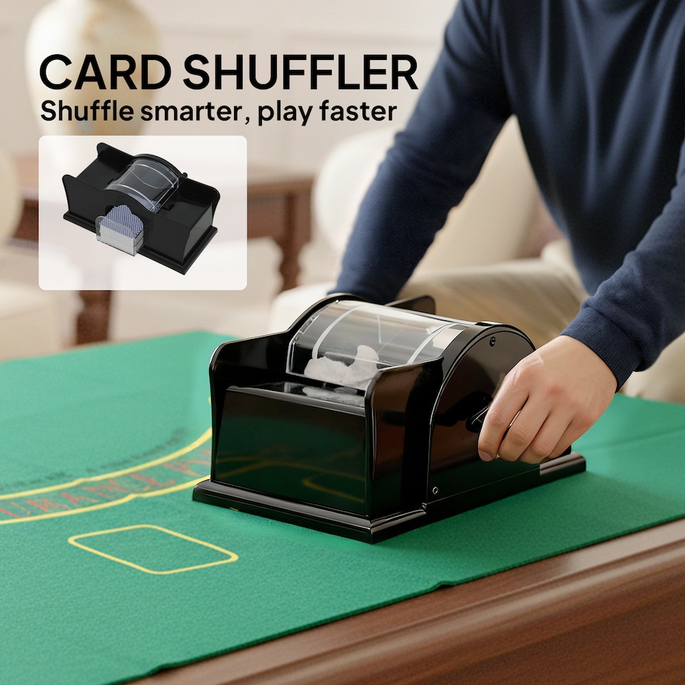 image 1 of SPORTNOW 300-Piece Poker Chips Set with Card Shuffler, Card Shoe, ABS Case, Casino Texas Holdem Poker Set with Mat, 11.5g Poker Chips, Two Decks of Cards, Dealer, Blind Buttons, Five Dices, Silver