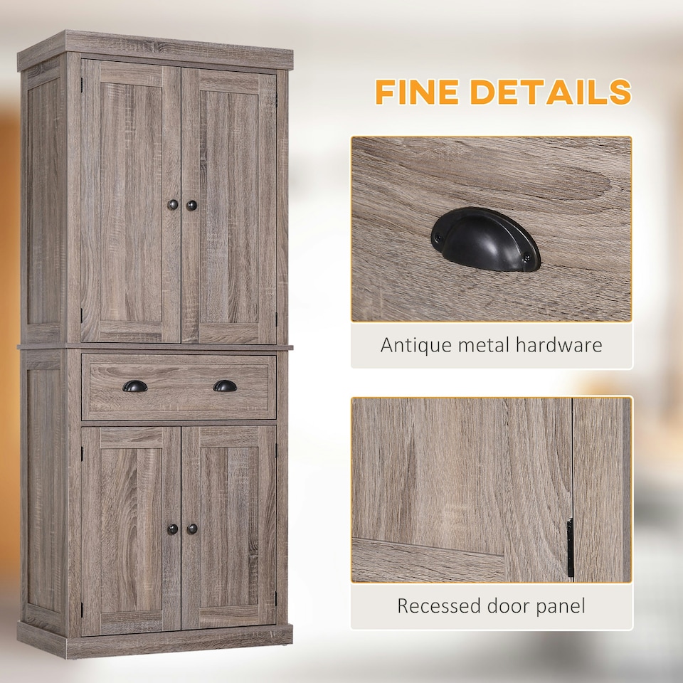 image 1 of HOMCOM Freestanding Pantry Cupboard Storage Cabinet Home Organizer Furniture