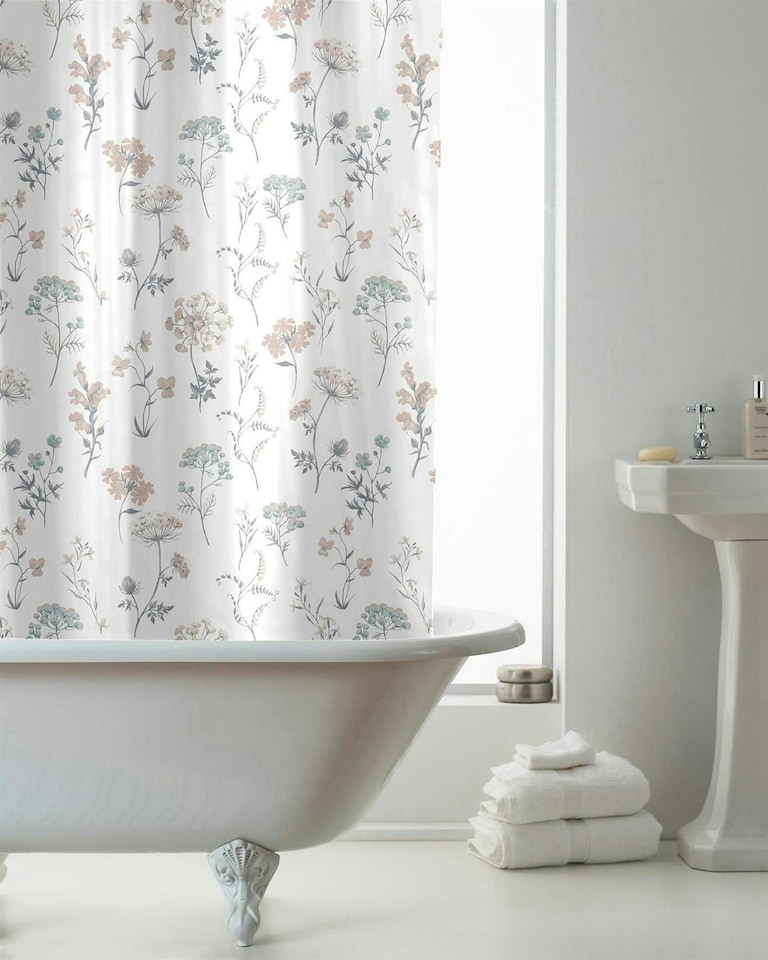 image 1 of Fleur Shower Curtain - White - 180x180cm | White