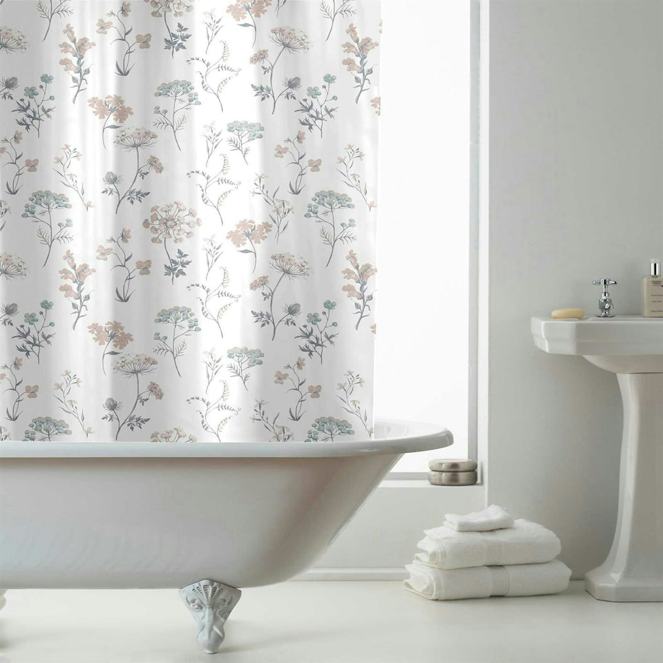 image 1 of Fleur Shower Curtain - White - 180x180cm