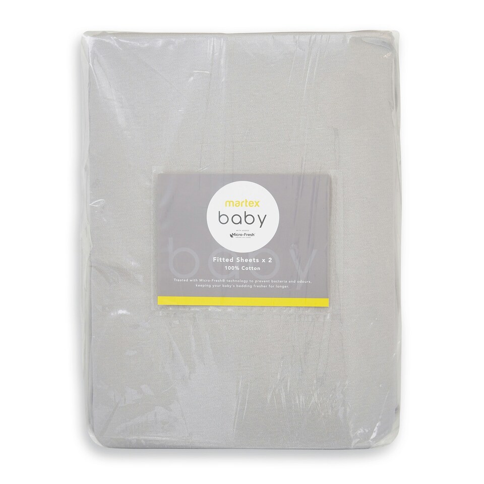 image 1 of Martex Baby Fitted Sheet Twin Pack - Cot Bed White | One Size