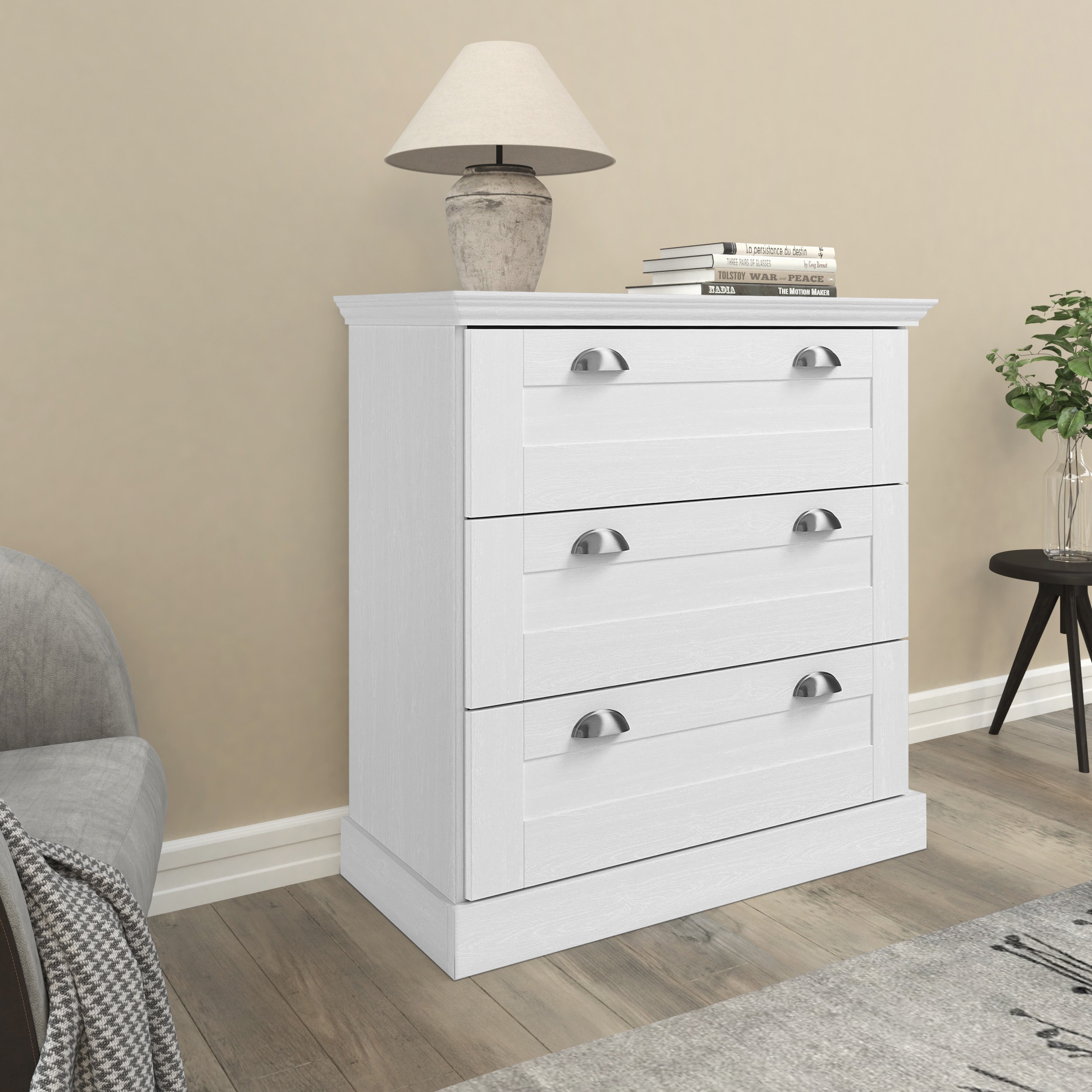 Motala Chest with 3 drawers in wood look white