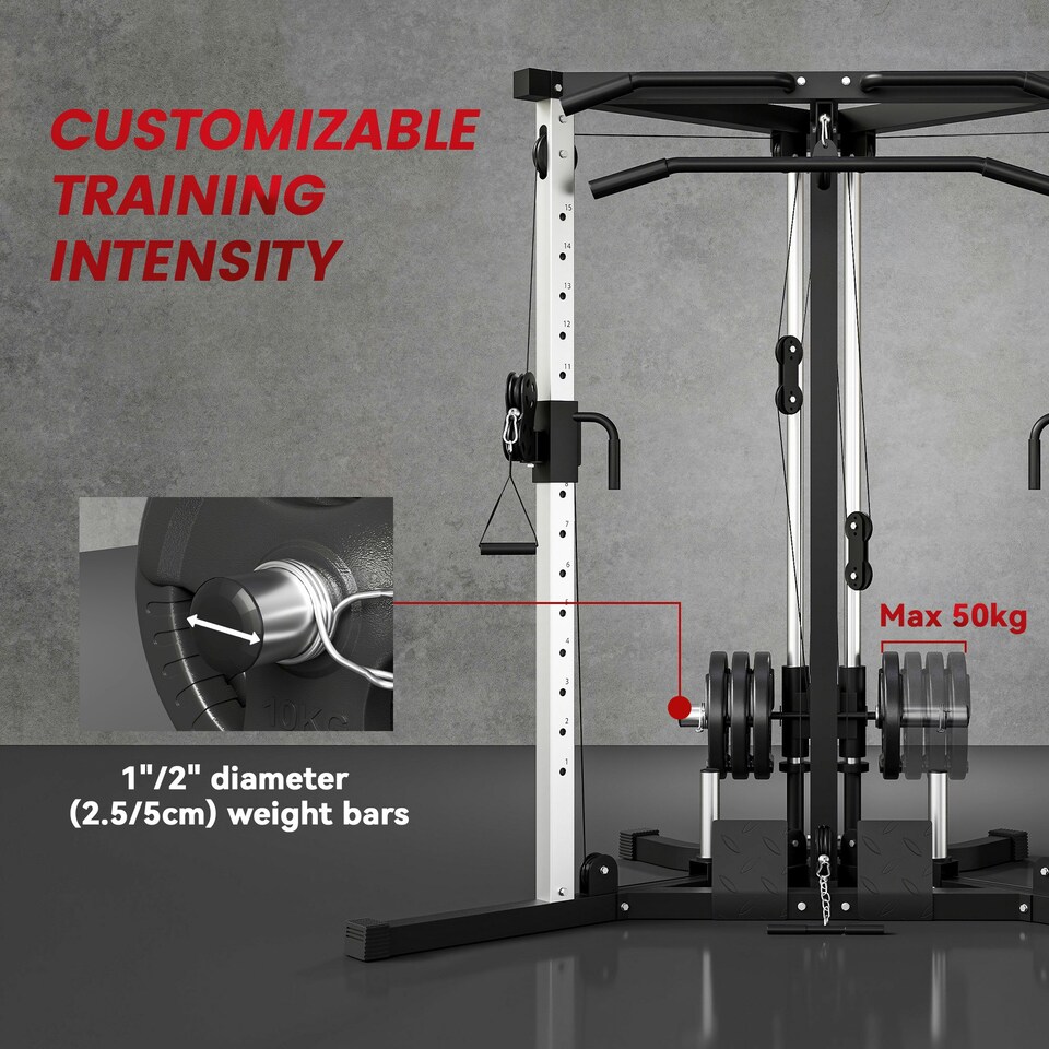 image 1 of SPORTNOW Home Gym Machine, 15-Position Adjustable Training Workout Station
