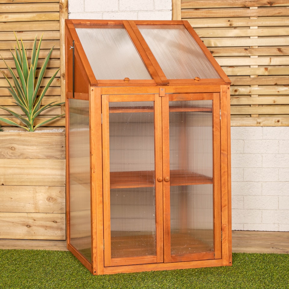 image 1 of Samuel Alexander Wooden Mini Greenhouse Cold Frame - Small Greenhouse H120 x W69 x D49cm