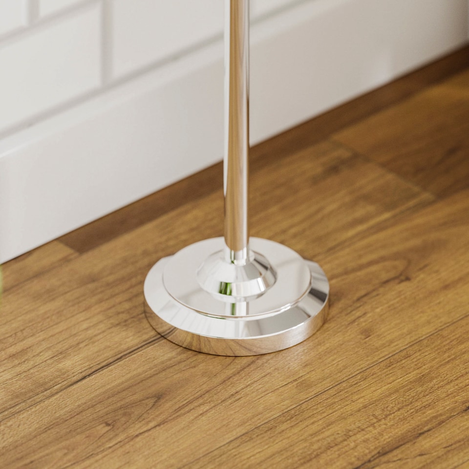 image 1 of Bath Vida Floor Standing Bathroom Toilet Roll Holder - Chrome