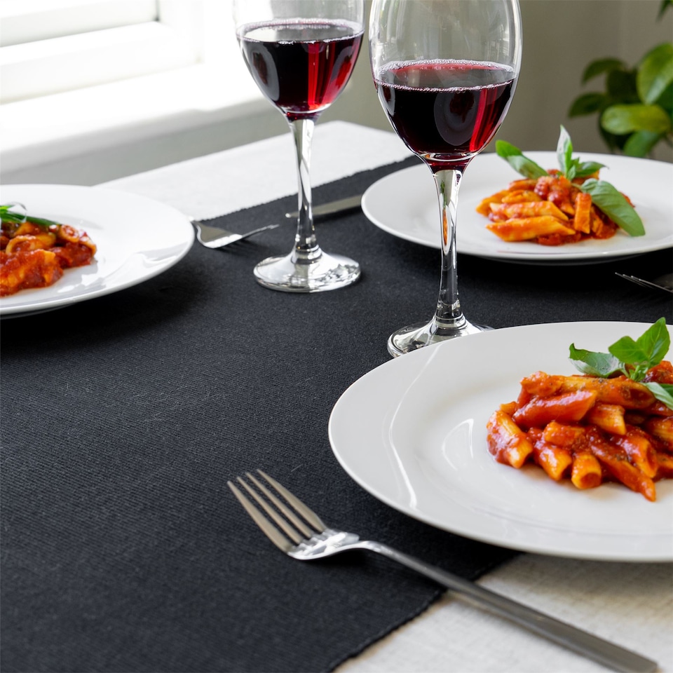 image 1 of Nicola Spring Ribbed Cotton Table Runner - 48 x 183cm - Red | Red | Red