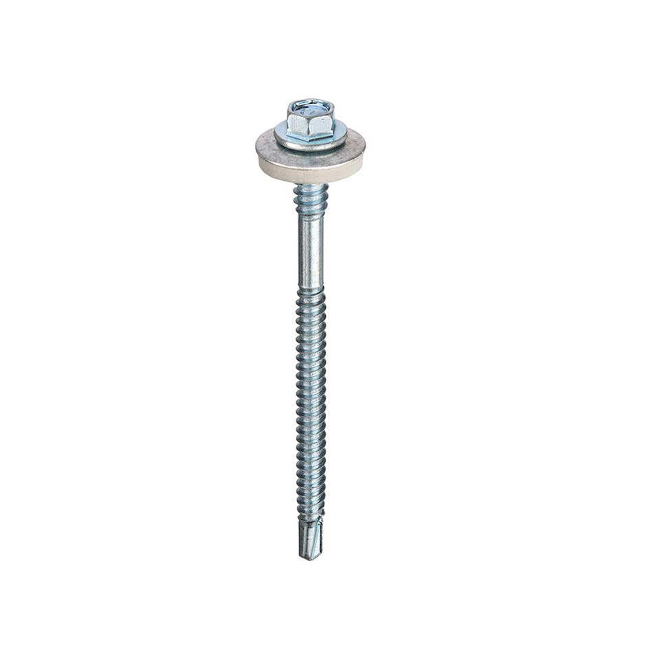 image 1 of 5.5/6.3X85 Hex Head Hi Thread Comp. Panel Self Drill Screw - Box of 100 | Silver