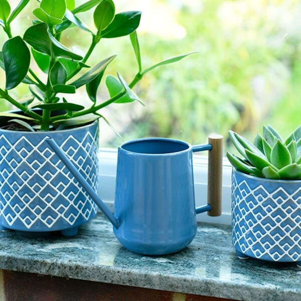 image 1 of Burgon & Ball Indoor Watering Can Heritage Blue
