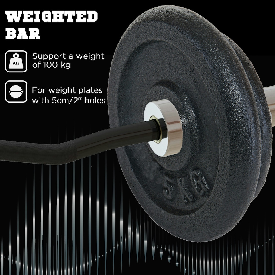 image 1 of SPORTNOW 120cm EZ Curl Bar, Olympic Barbell Bar for 5cm Weight Plates