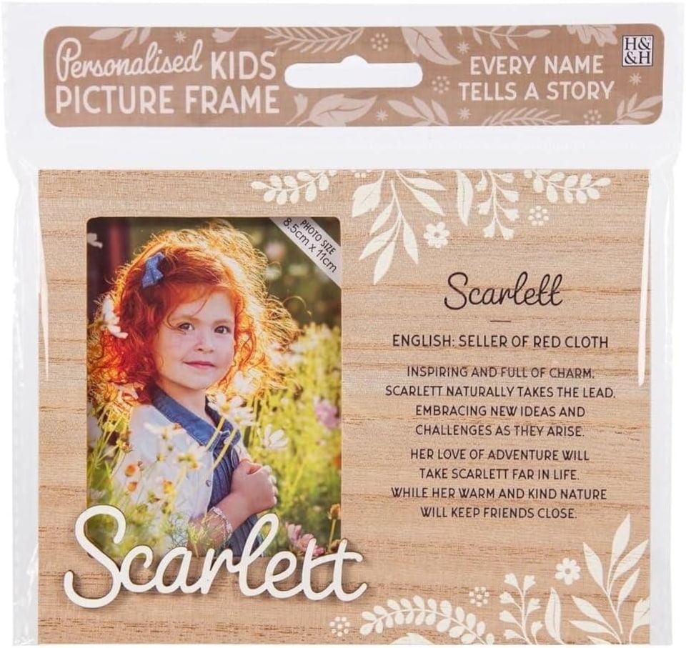 image 1 of History & Heraldry Pre-Personalised Kids Wooden Picture Frame - Scarlett