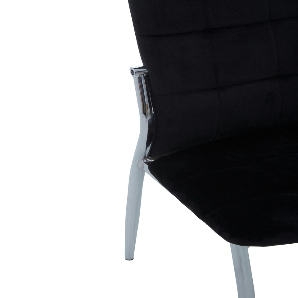 image 1 of Interiors By Premier Black Velvet High Back Dining Chair,Kitchen Chair With High Back,Chrome Finish Lounge Chair,Outdoor Chair Black