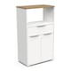 image 6 of FURNICOMP Luna Tall Freestanding Kitchen Pantry Cupboard with Microwave Shelf - Matt White & Hamilton Oak