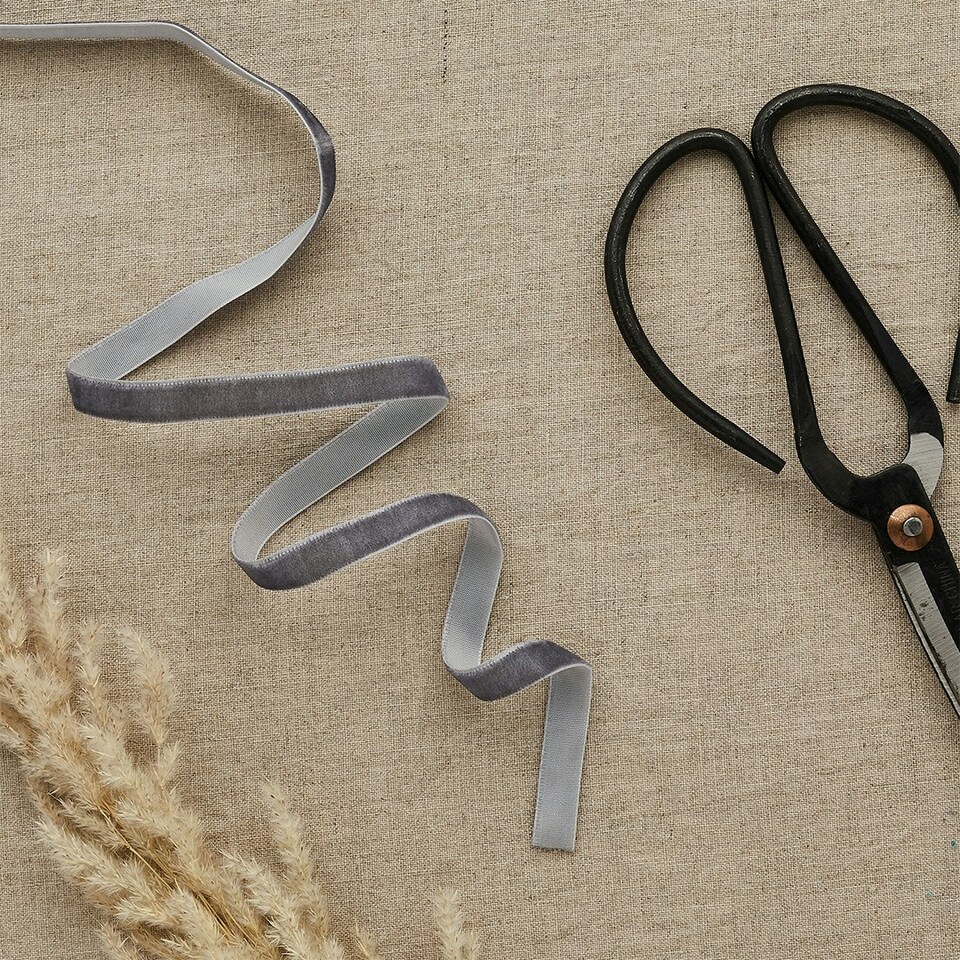 image 1 of Light Grey Velvet Ribbon - 10mm x 5m