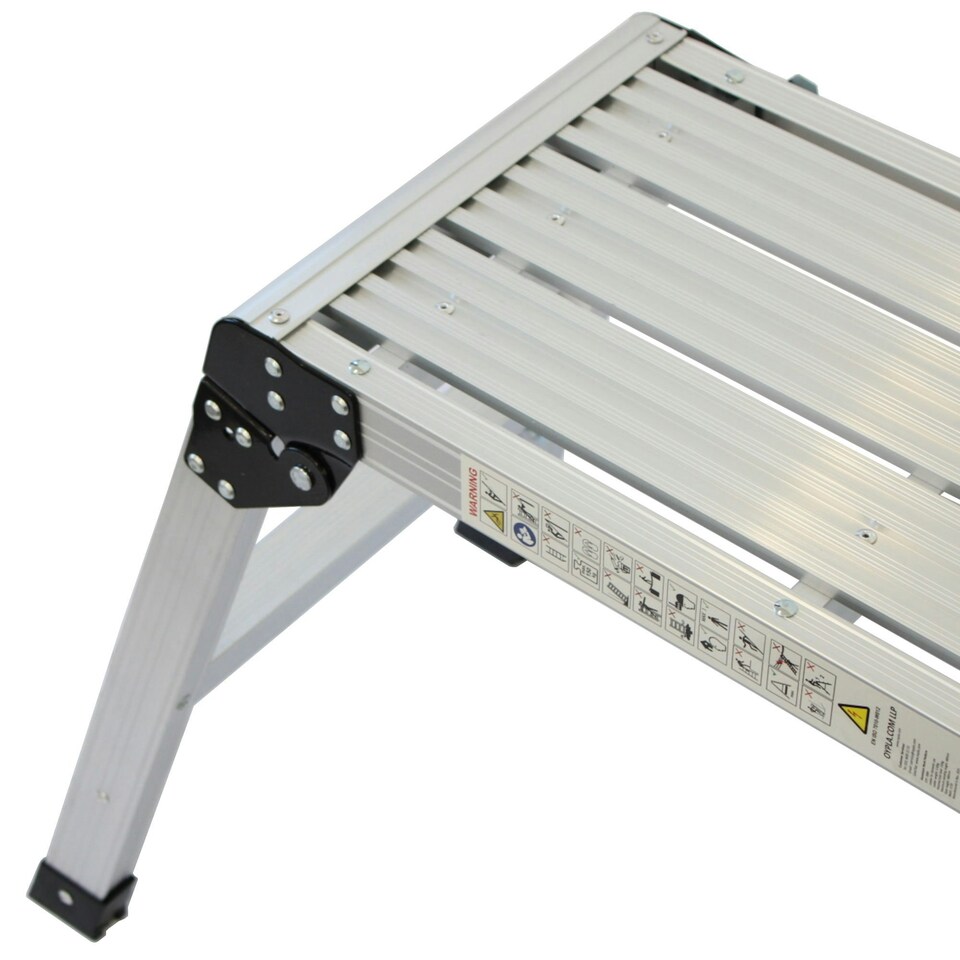 image 1 of Oypla 150kg Folding Aluminium Work Platform Step Up Bench Ladder EN131 Silver