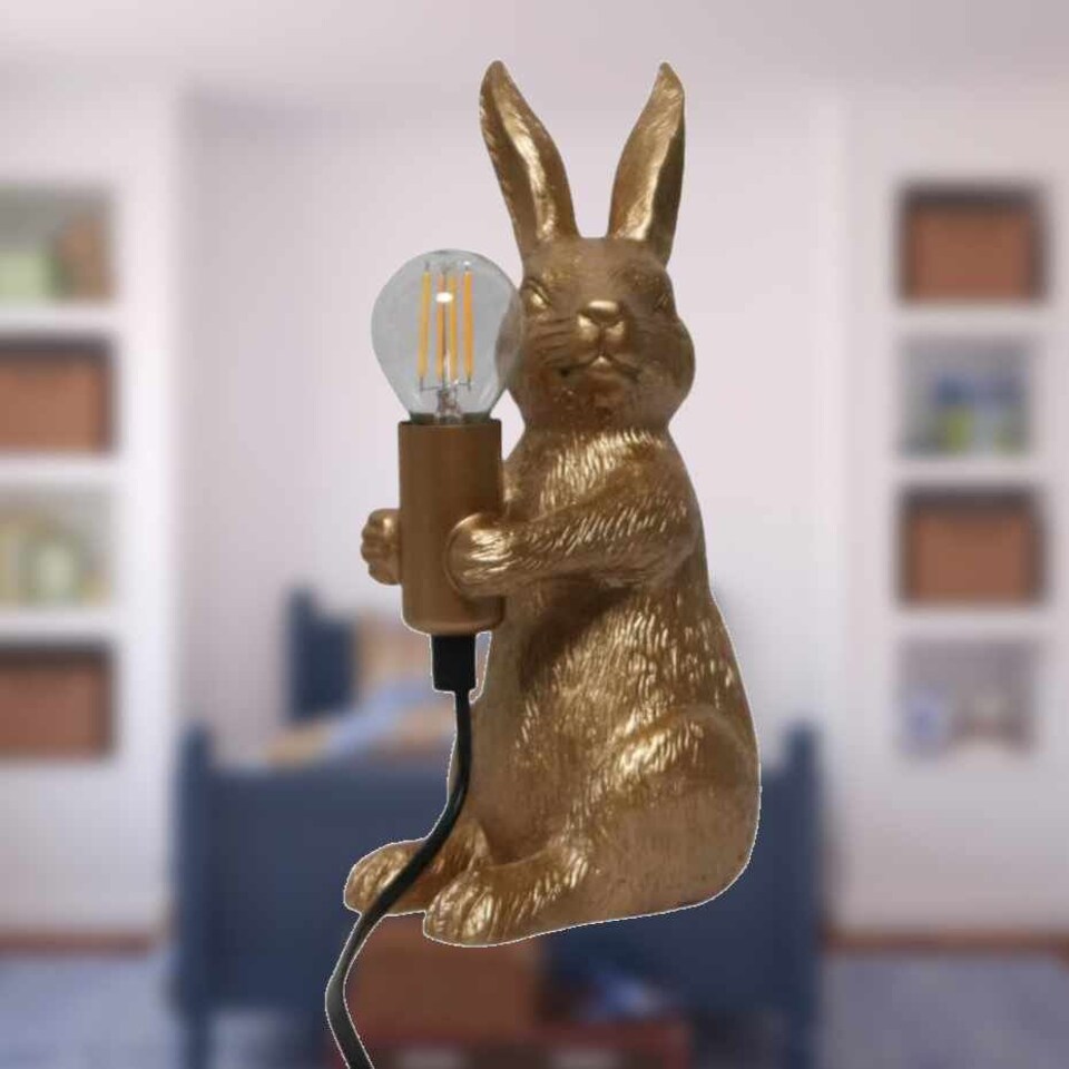 image 1 of Hop Hop - Gold Bunny Rabbit Table Lamp | Gold | Medium | 1