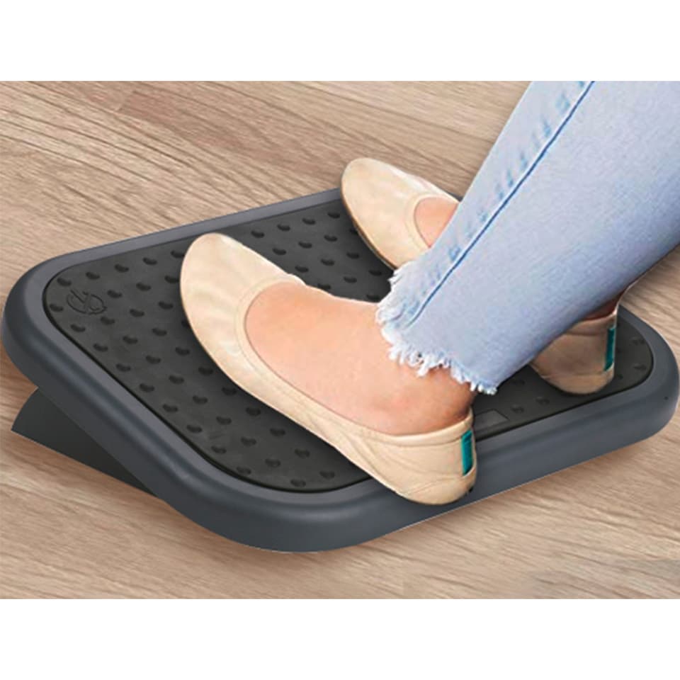 image 1 of Q-Connect Economy Footrest Black Tilt Action Ergonomic Foot Rest Non-Slip Massage Surface
