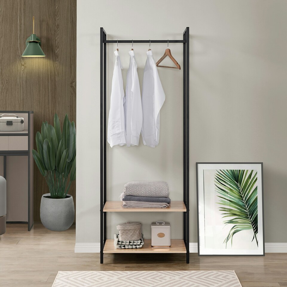 image 1 of Scala Open Wardrobe with 2 Shelves Brown | Oak / Natural