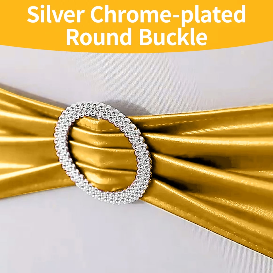 image 1 of 36cm x 13cm Synthetic Fabric Shiny Chair Band with Buckle - 10pcs