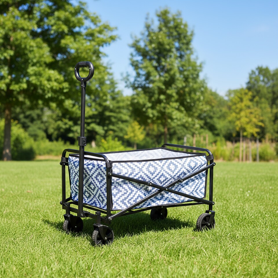 image 1 of OHS Printed Foldable Camping Trolly Outdoor Garden Cart Shopping