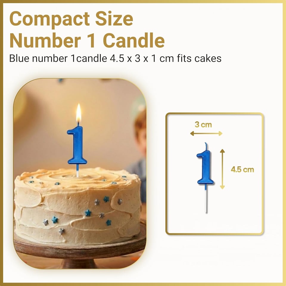 image 1 of Blue 1 Number Candle Birthday Anniversary Party Cake Decorations Topper | Blue