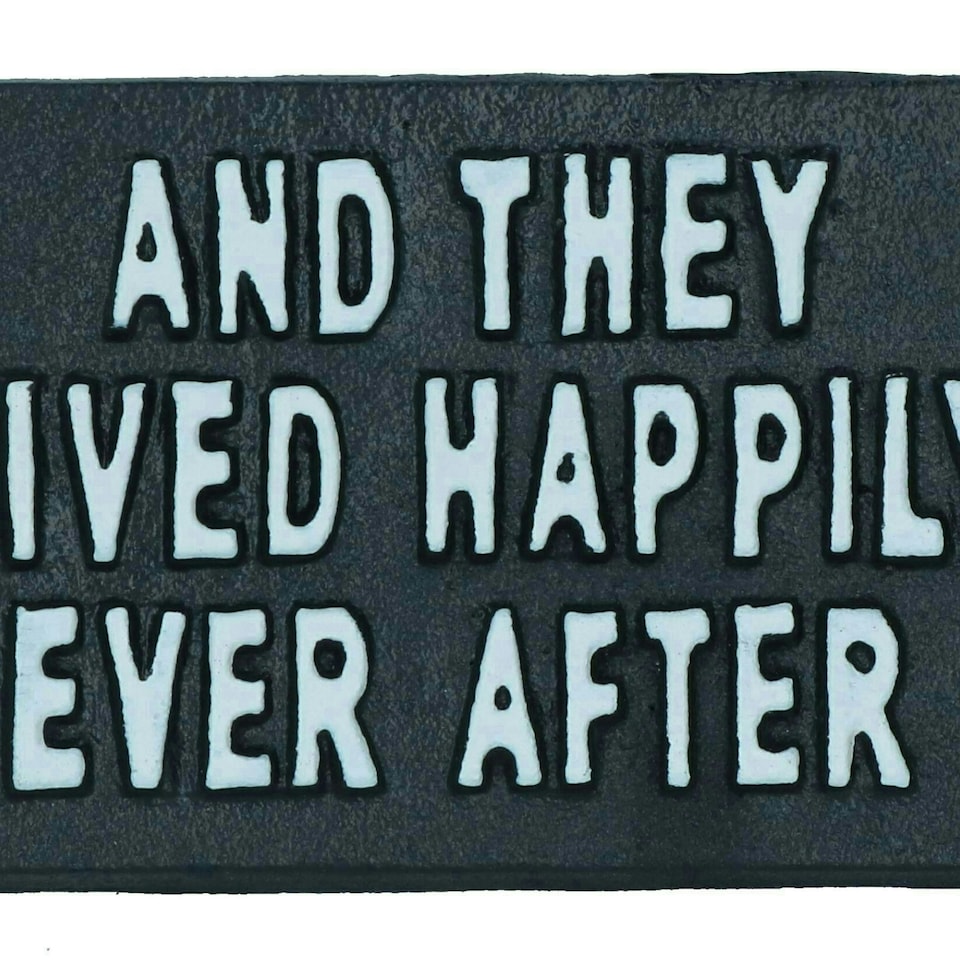 image 1 of They Lived Happy Ever After Sign Plaque Cast Iron Garden House Home Wall