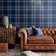 image 2 of Muriva Catherine Lansfield Kelso Checked Wallpaper - Navy - 10m x 53cm Blue