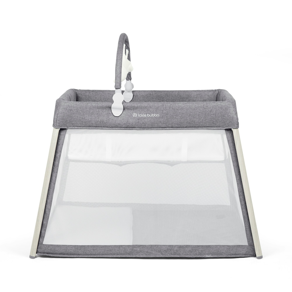 image 1 of Scout 3-in-1 Travel Cot & Playpen - 6 Months to 2 Years, Portable, Convertible, Lightweight, Easy Set-Up, Compact Fold, Sensory Toys & Breathable Mesh (Grey)