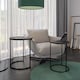 image 2 of 2Pc Round Nesting Stackable Sofa Side Bedside End Table Set Wood Top Metal Legs | Multi | Black Marble Top with Black Legs