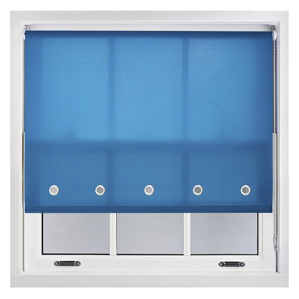 image 1 of FURNISHED Roller Blinds Daylight Round Eyelet Light Filtering Easy Fit Trimmable Window Blind | Blue | Teal | (W) 145cm x (L) 165cm
