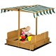 image 1 of Outsunny Kids Square Wooden Sandpit, Children Sandbox Outdoor Playset