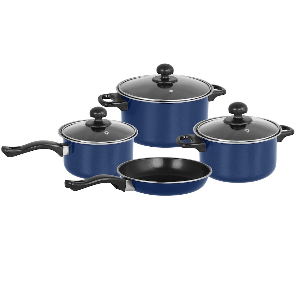 Gr8 Home Teal Blue 7 Pcs Non Stick Cookware Set Cooking Pot Frying Pan Saucepan With Lids