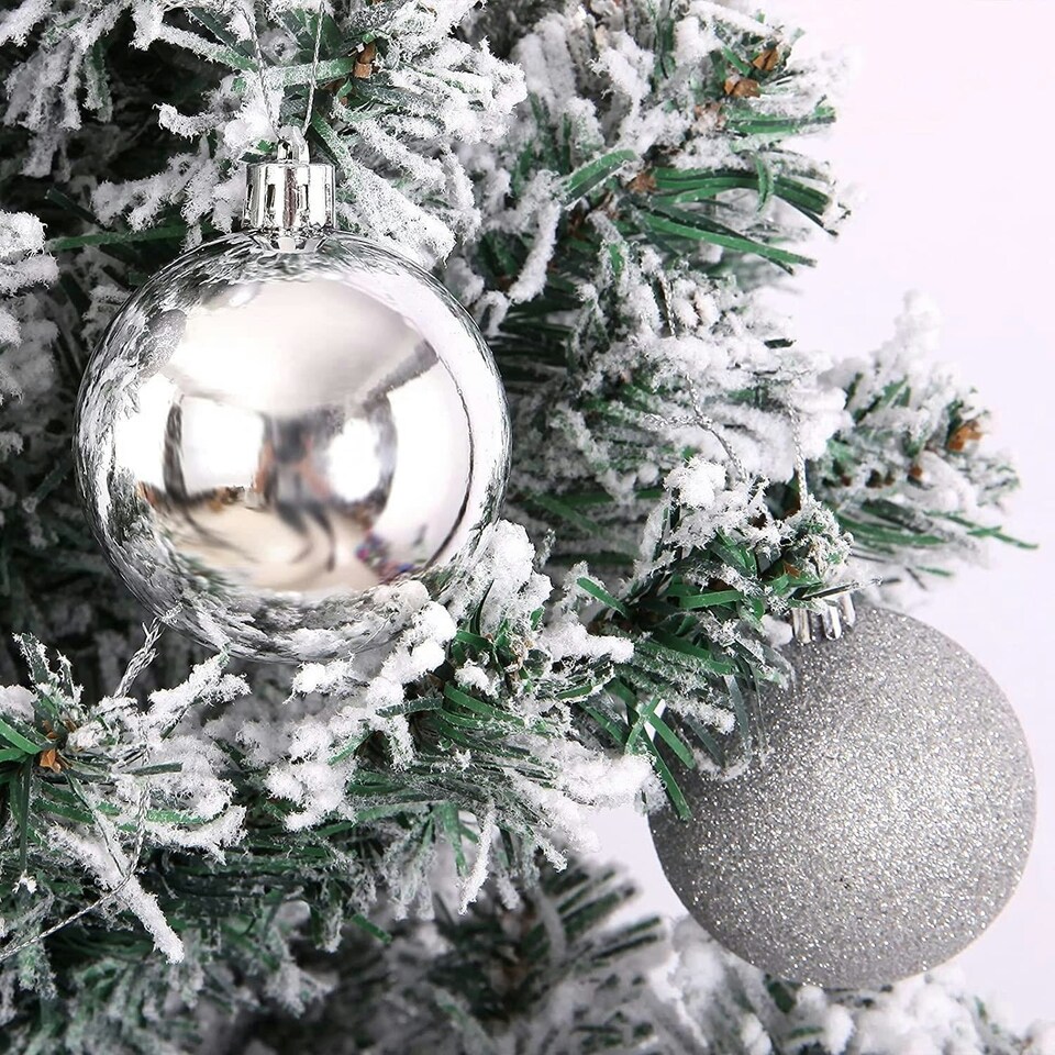 image 1 of 30mm/12Pcs Christmas Baubles Shatterproof Silver,Tree Decorations