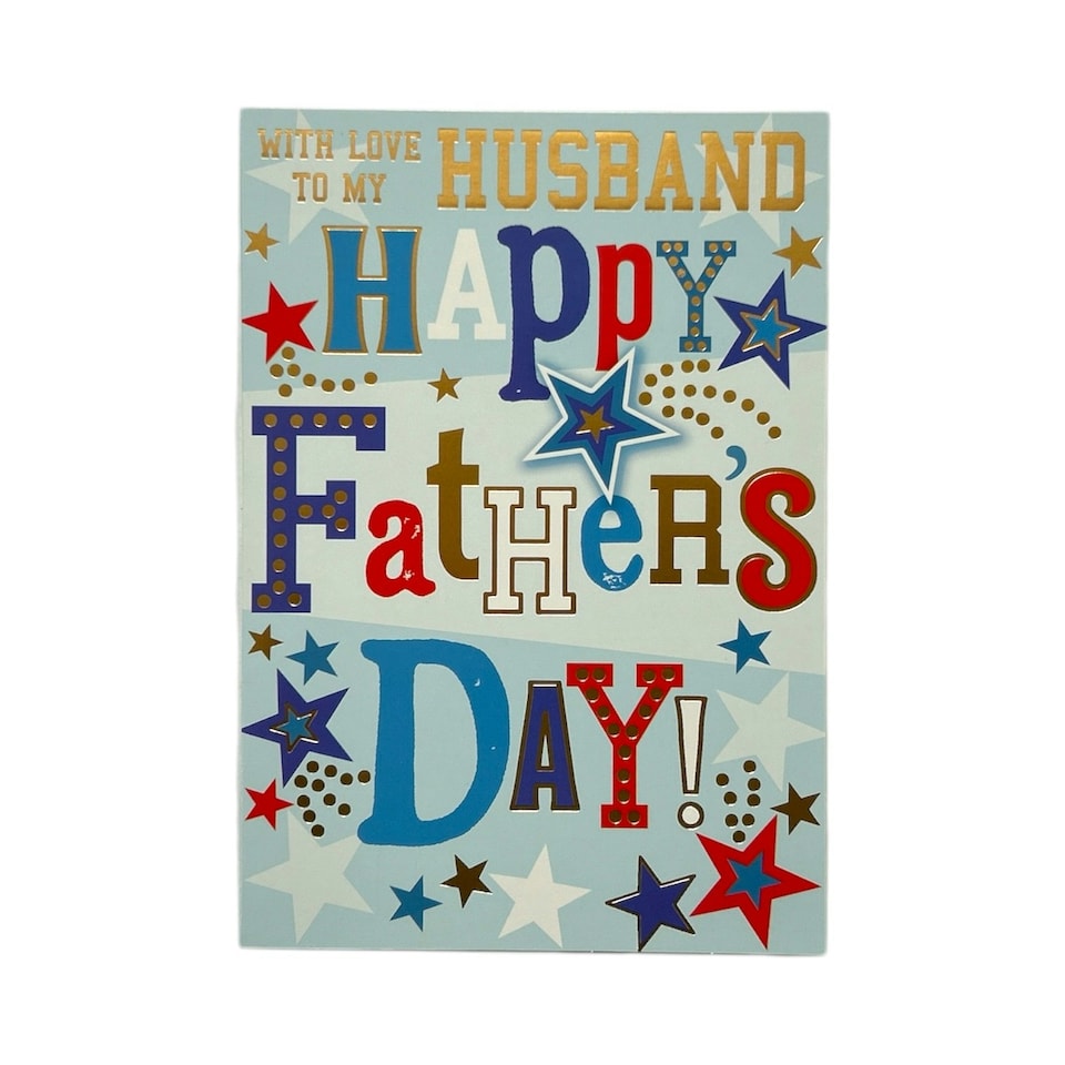 image 1 of To My Husband Colourful Stars Design Father's Day Card