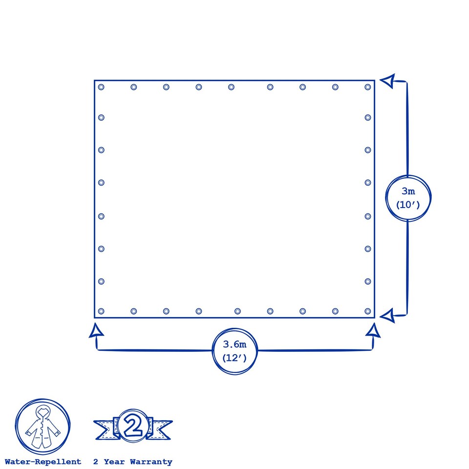 image 1 of Blackspur Waterproof Tarpaulin - 10ft x 12ft - Blue