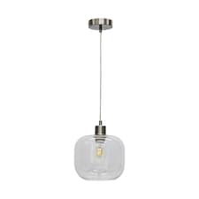 Bletch - Clear Glass with Satin Nickel Pendant Fitting | Clear | Clear | 1