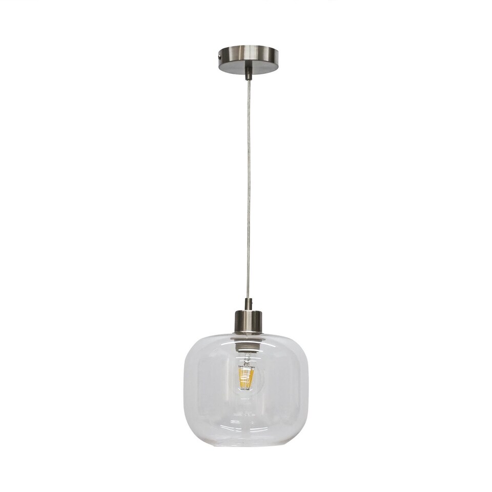 image 1 of Bletch - Clear Glass with Satin Nickel Pendant Fitting | Clear | Clear | 1