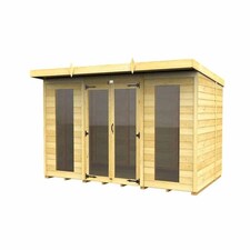 10ft x 5ft Pent Summer House (Full Height Window) - Wood - L147 x W302 x H201 cm | Brown