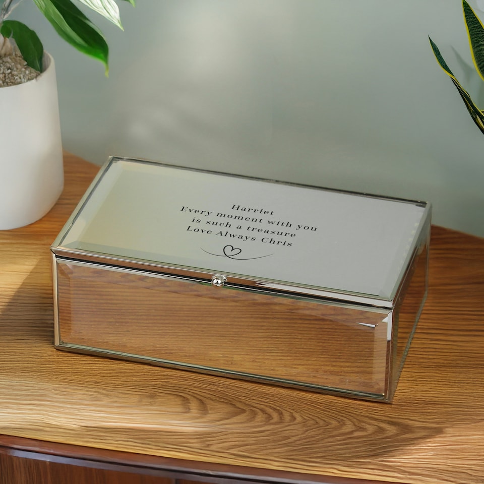 image 1 of Personalised Heart Mirrored Jewellery Box