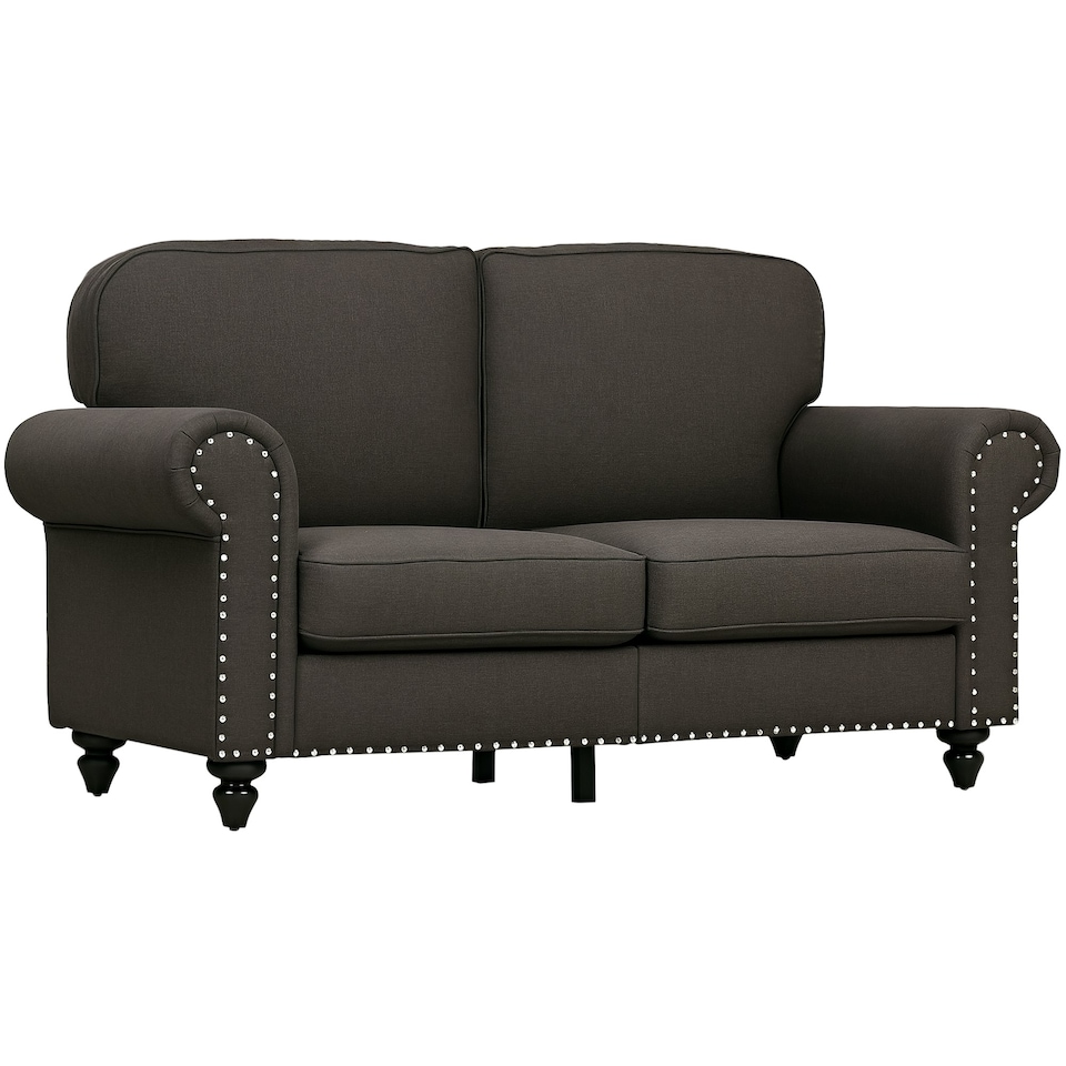 image 1 of HOMCOM 2 Seater Sofa for Living Room, with Nailhead Trim, Dark Brown